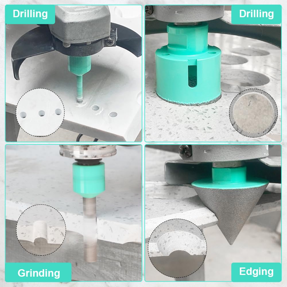 Punte Diamantate per Piastrelle - 10 pezzi (6/6/8/20/35/50/68mm+10mm Fresa Diamantata+50mm Punte per Smusso+Adattatore) Seghe a Tazza Diamantata per Gres Porcellana Ceramica