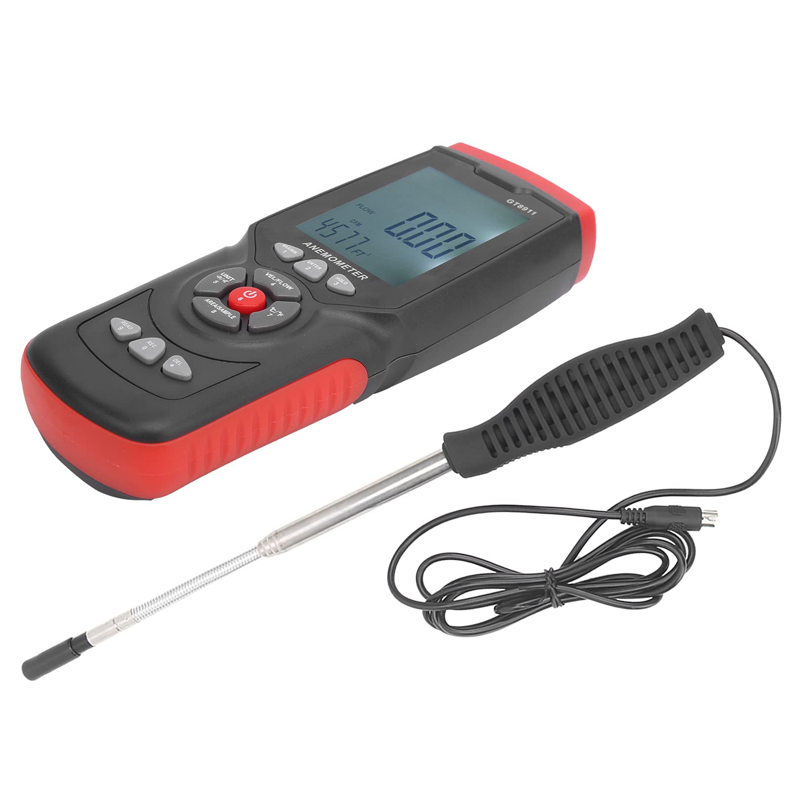 Hyuduo Anemómetro Digital LCD Medidor de Velocidad del Viento Térmico ABS 0 a 67 Mph 32 a 113F Medición de Temperatura del Volumen del Viento para Técnicos de Oficina de Fábrica de HVAC