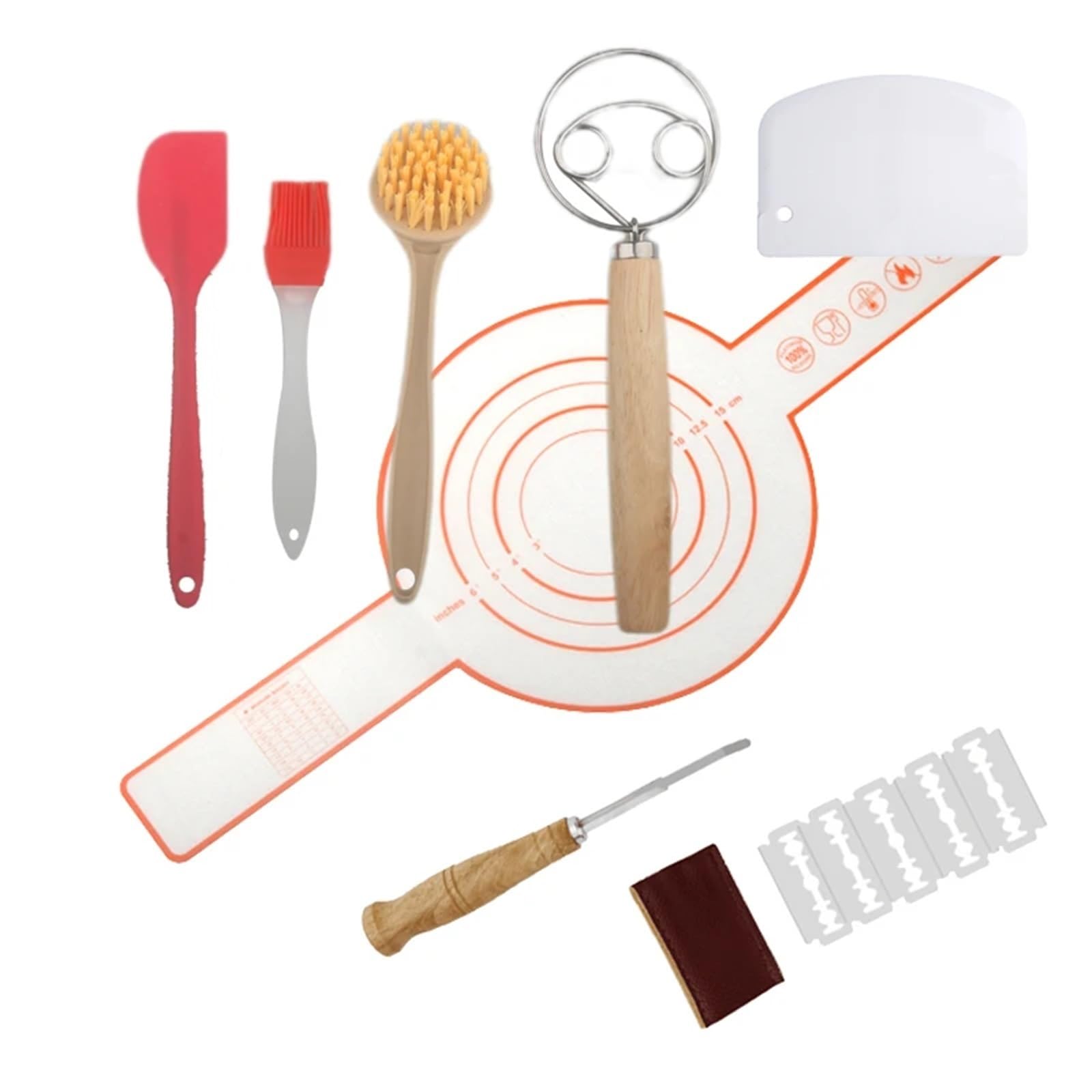 Juego de cestas for pan, Banneton cocina, cesta mimbre Natural con cubierta lino, herramientas 7 Uds., herramienta for hornear masa madre, for prueba Para Masa(Round XL Oval XL Set)