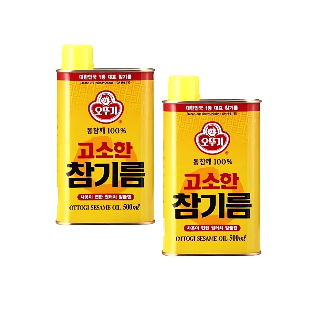 Korean Market | Aceite Coreano de Sésamo | Calidad y Sabor Intenso | 500ml | Pack de 2