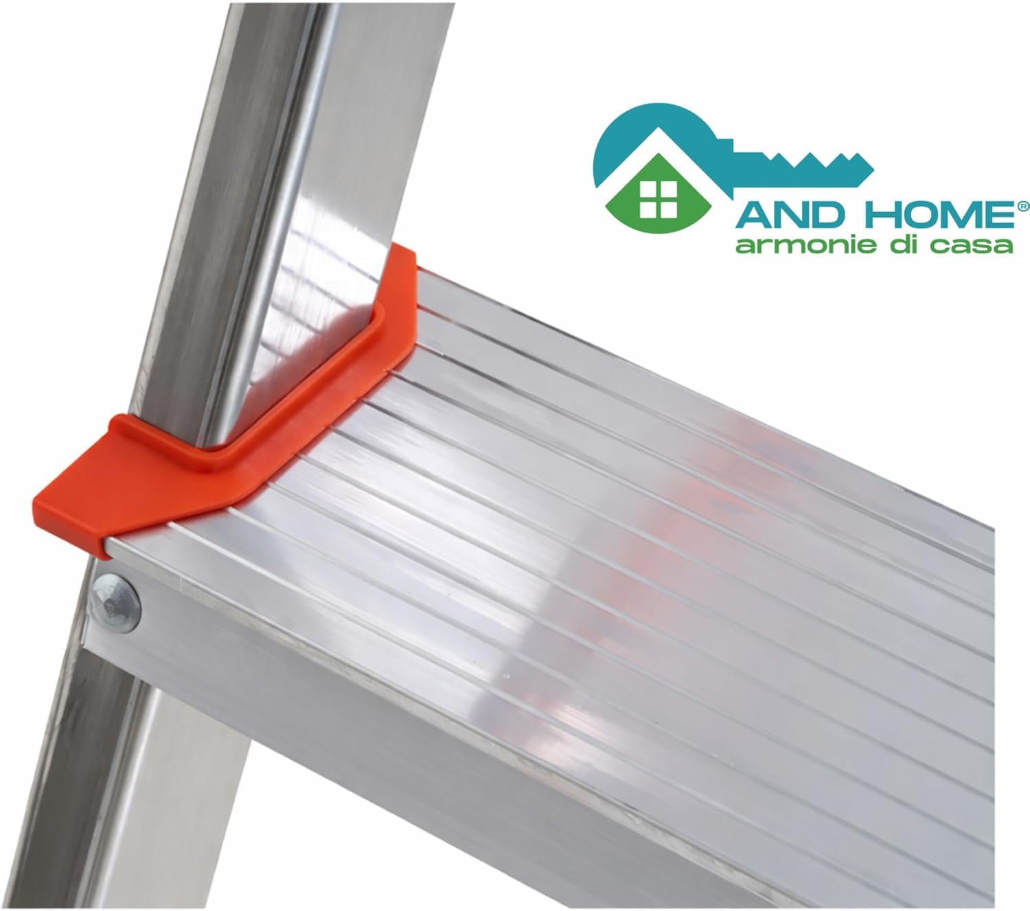 Scala Alluminio 8 Gradini - PIATTAFORMA ANTISCIVOLO - Conforme EN131 - Portata 150kg - Scala Pieghevole con Pedana in Acciaio e Blocco Sicurezza Antiapertura - Per Lavori Domestici e Fai da Te.