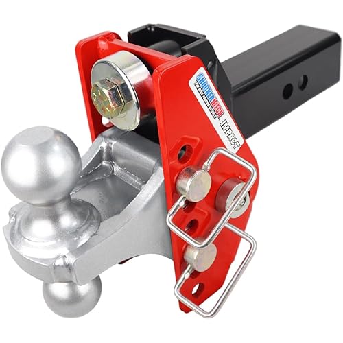 Shocker Impact Cushion Hitch Combo Ball Mount 4" Rise to 4" Drop, Fits 2-1/2" Hitch Silver Combo 2" & 2-5/16" Balls