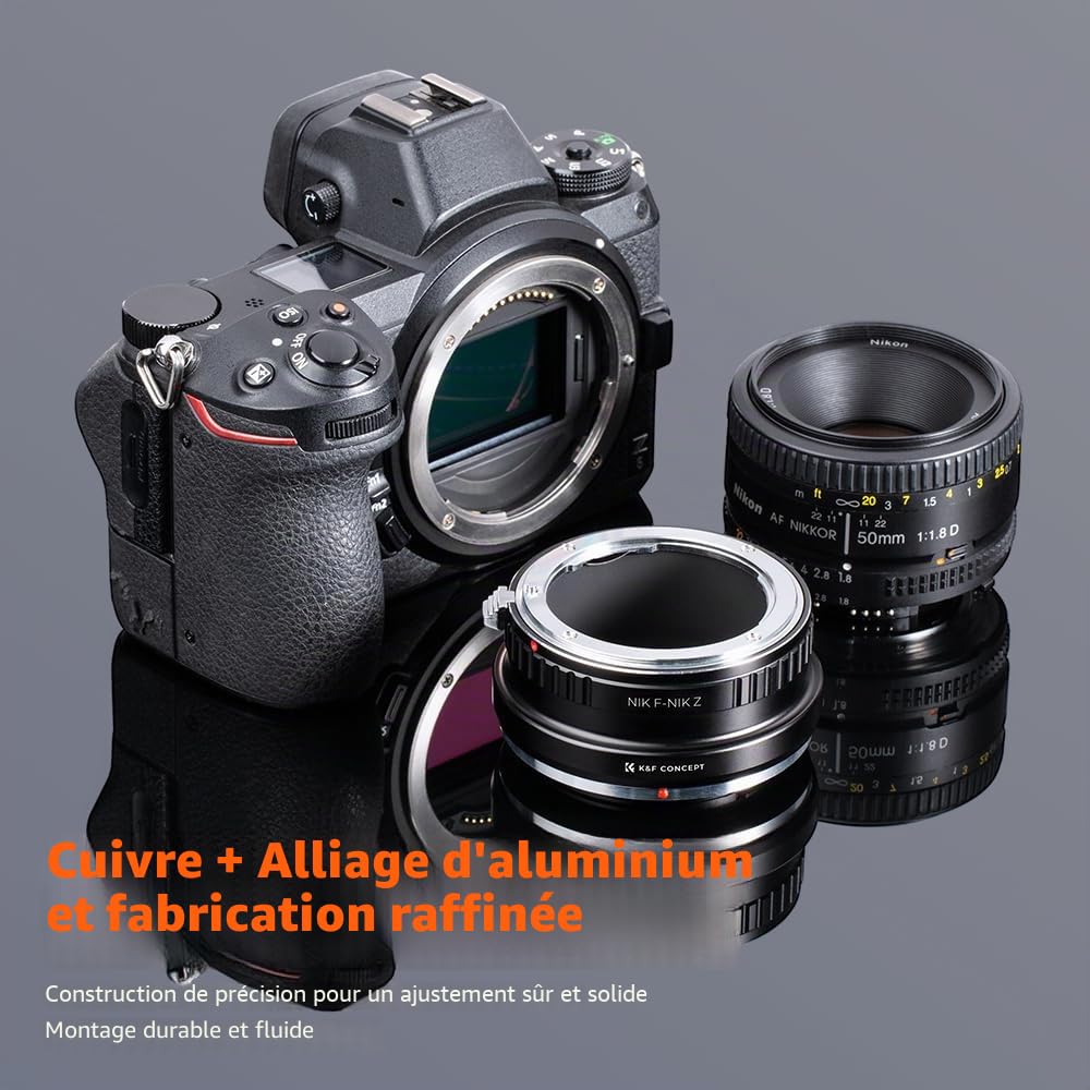 K&F CONCEPT Bague Adaptation Objectif pour Monter Objectif NIikon vers Boîtier compatibile Con Nikon Z (NIK-compatibile Con Nikon Z)
