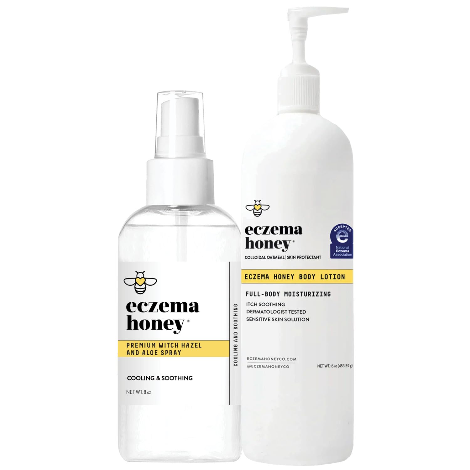 ECZEMA HONEY Premium Witch Hazel & Aloe Spray & Oatmeal Body Lotion - Natural Dry Skin Repair - For Senstive Skin