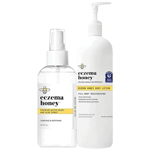 ECZEMA HONEY Loción corporal premium de hamamelis y aloe y avena - Reparación natural de la piel seca - Para pieles sensibles