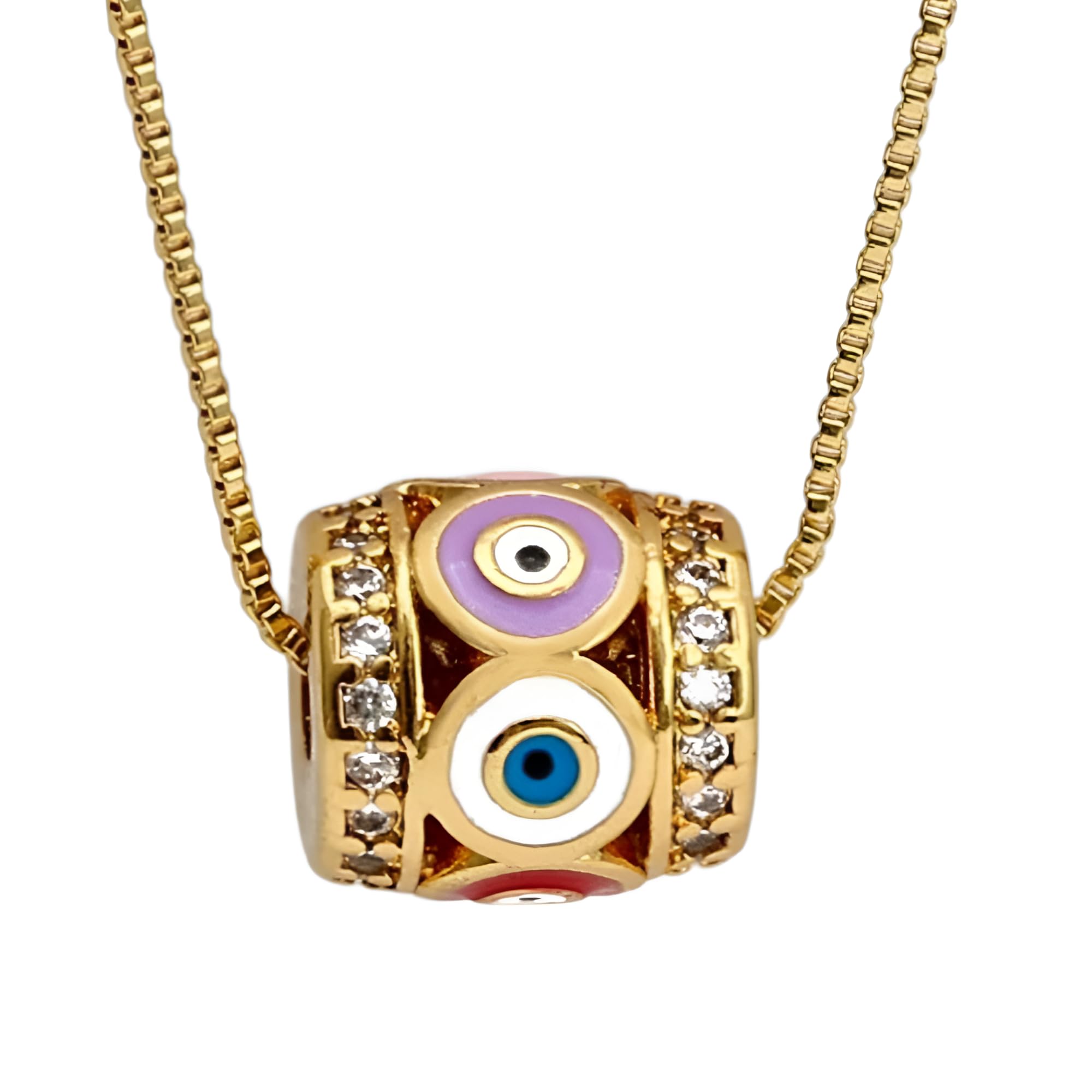 YDYDTTKD 14K Gold gefüllte Evil Eye Halskette für Frauen und Männer, glückliche Bunte Tropfenöl türkische Halskette, zierliche Kette mit Anhänger