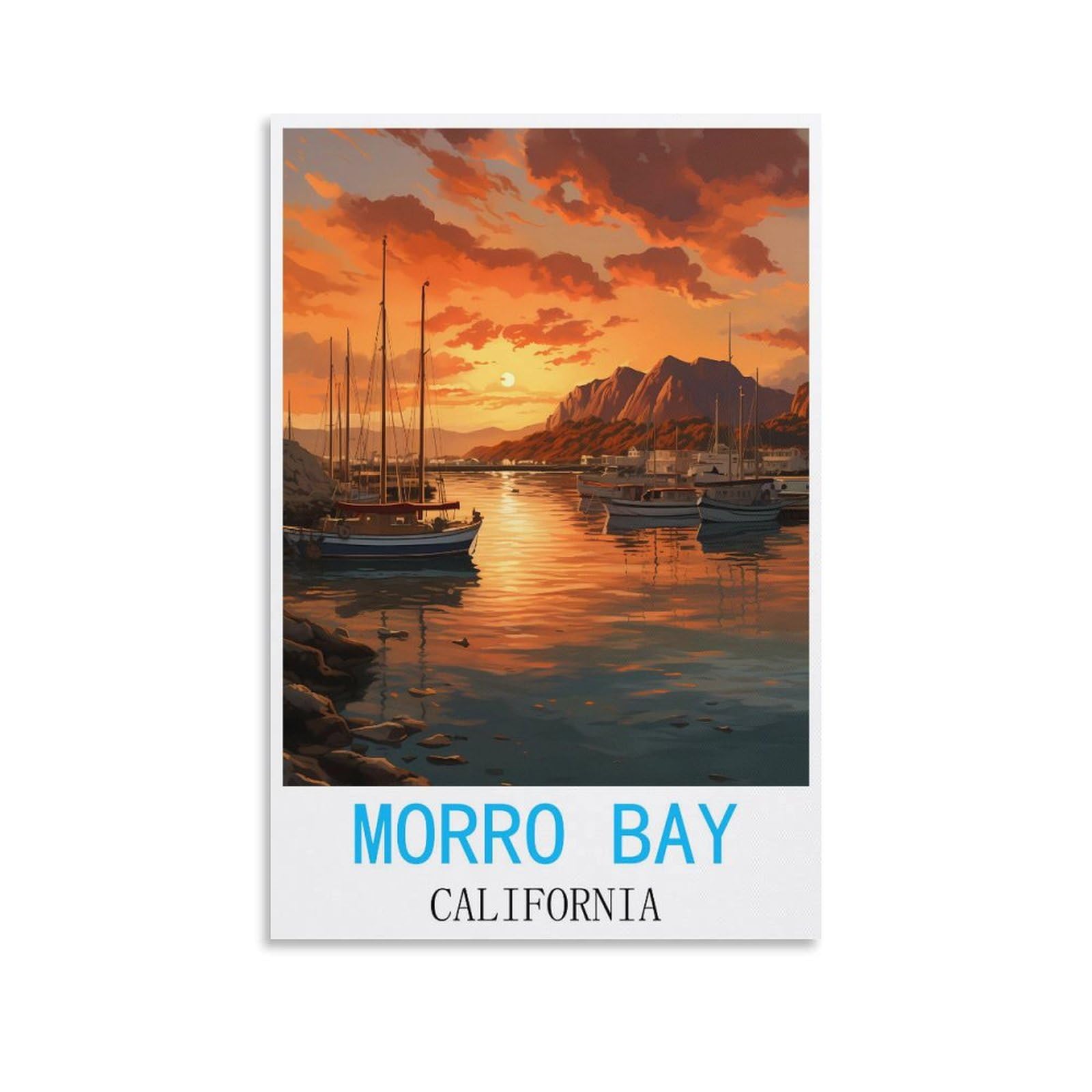 Metal Tin Sign,Morro Bay,Tin Sign Metal Retro Art Wall Poster for Home Club Garden Decor 20x30cm