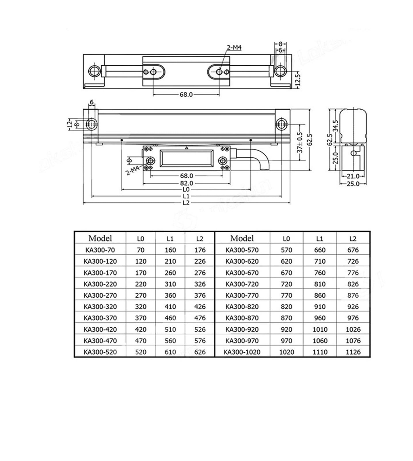 Linear-Encoder-Lineal, optisches Glaslineal, 370 mm, 5um Genauigkeit