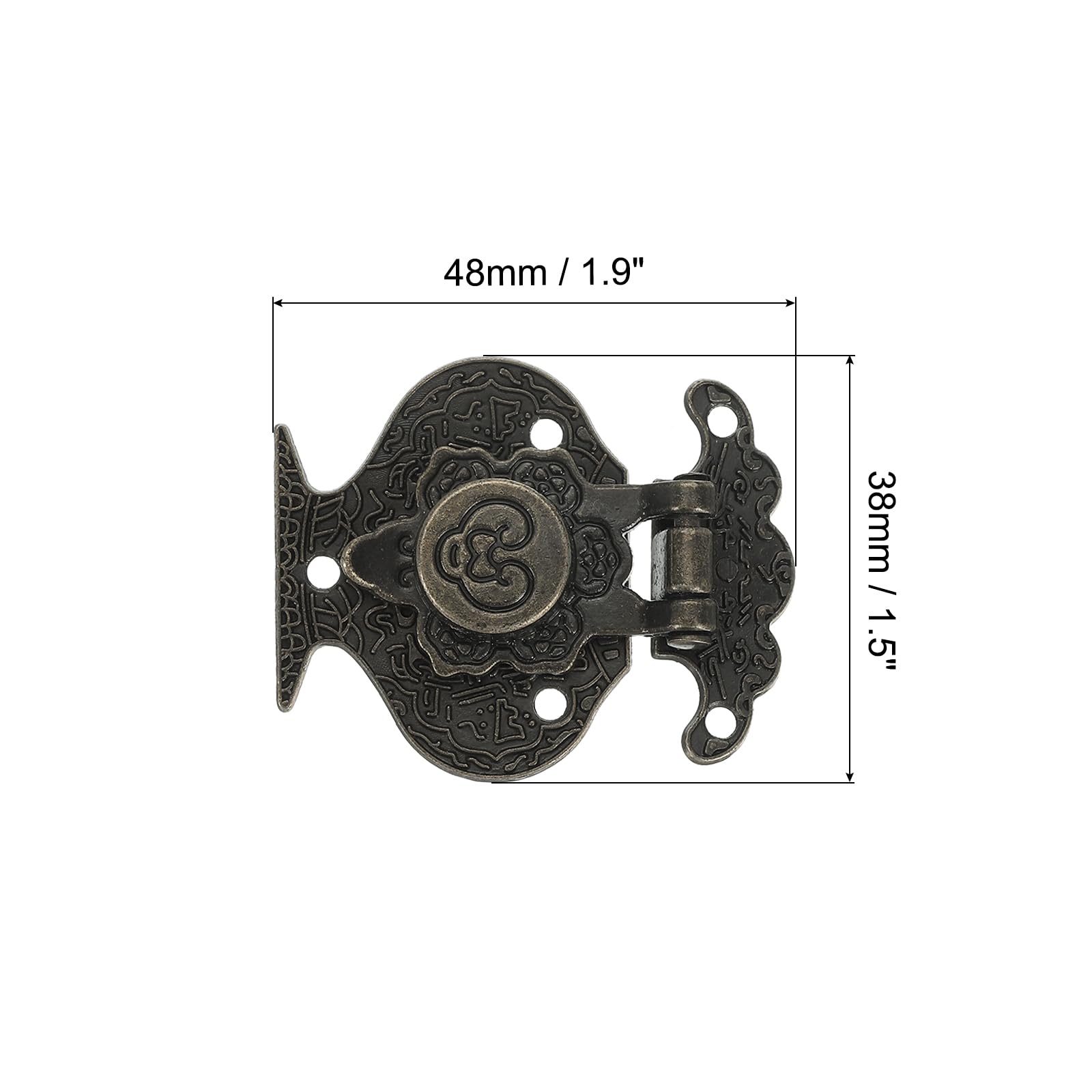 PATIKIL Toggle Catch Lock 1.9" x 1.5" 12 Pack Zinc Alloy Vintage vase Hasp Latch Retro Style Clasp Latch for Wooden Jewellery Box Decoration Suitcase Bronze - Image 2