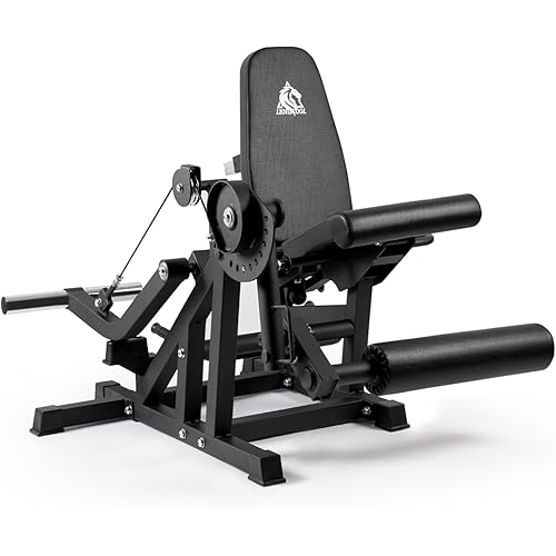 LIONSCOOL Leg Extension and Curl Machine V4.0, 1100lbs Capacity Adjustable Seated Leg Extension, Lying Leg Curl Bench, Cable Operated 2” Plate Loadable Lower Body Exercise Equipment for Home Gym