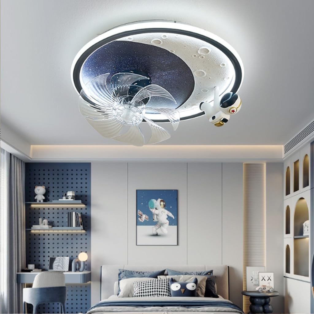 LED Deckenventilator mit Beleuchtung dimmbar Fernbedienung Mond Design Schlafzimmer Wohnzimmer