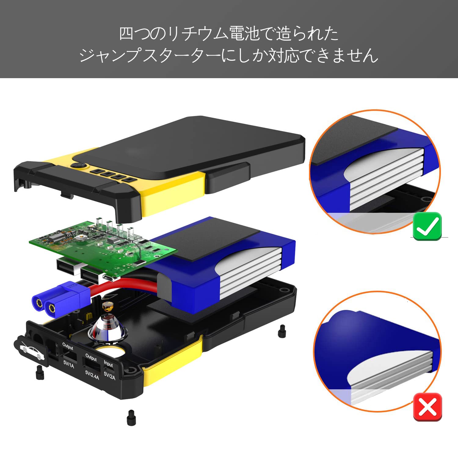 バッテリースターター Amazon | FISHERMANS B7 ジャンプスターター 12V エンジン