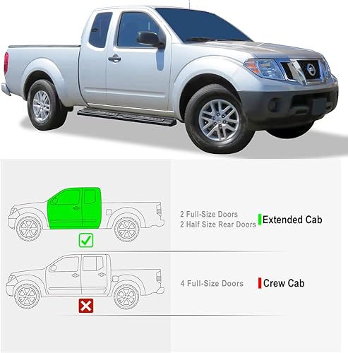 Miniatura 2 de APS Estribos de barras Nerf estilo OE negro compatibles con Nissan Frontier King Cab 2005-2024 y Suzuki Equator 2005-2012 Extra Cab