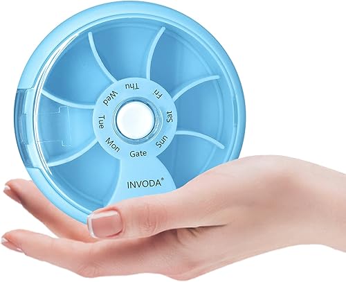 Miniatura 9 de Pastillero organizador de pastilleros de viaje, semanal, lindo, redondo, pastillero, contenedor de pastillas, portátil, organizador de medicamentos