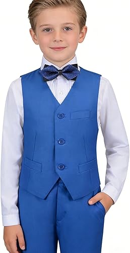 Addneo Suits for Big Boy,Kids Easter Outfits with Boys Dress Pants Vest White Dr