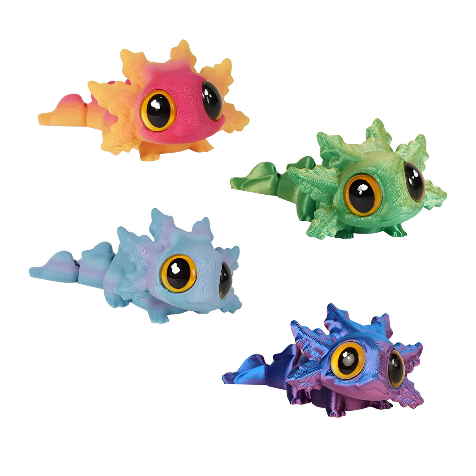 Samiqu Multicolor 3D Printed Salamander Refrigerator Magnets -Cute& Decorative Fridge Magnets|Magnetic Cabinet And Locker Accessories(Set Of 4)