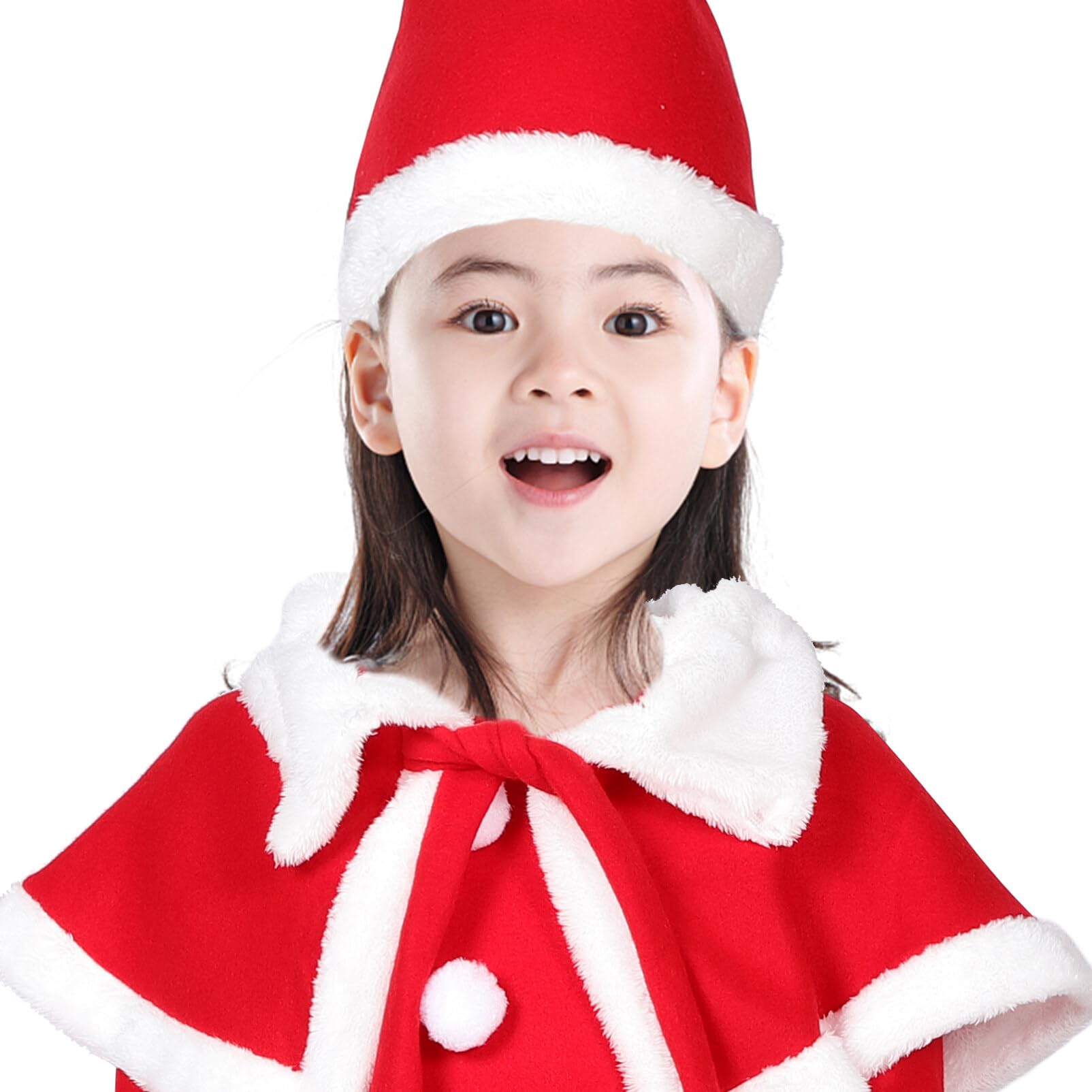 SOIMISS Costume de Père Noël pour Fille avec Robe Chapeau Châle et Ceinture pour Noël et Fêtes