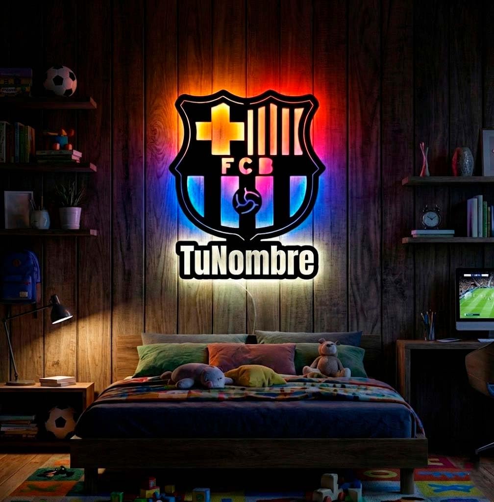 Letrero neon led escudo personalizado Barcelona regalos iluminado para colgar en la pared habitación de fútbol