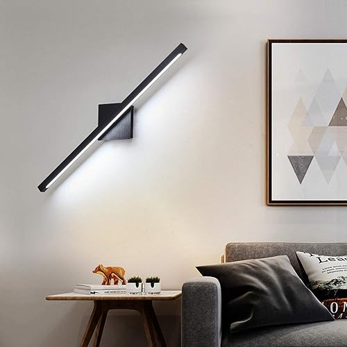 Miniatura 4 de Aplique de pared giratorio negro de 12 W con luz LED moderna para baño y espejo, luz blanca cálida, elegante barra de luz para baño, ideal para