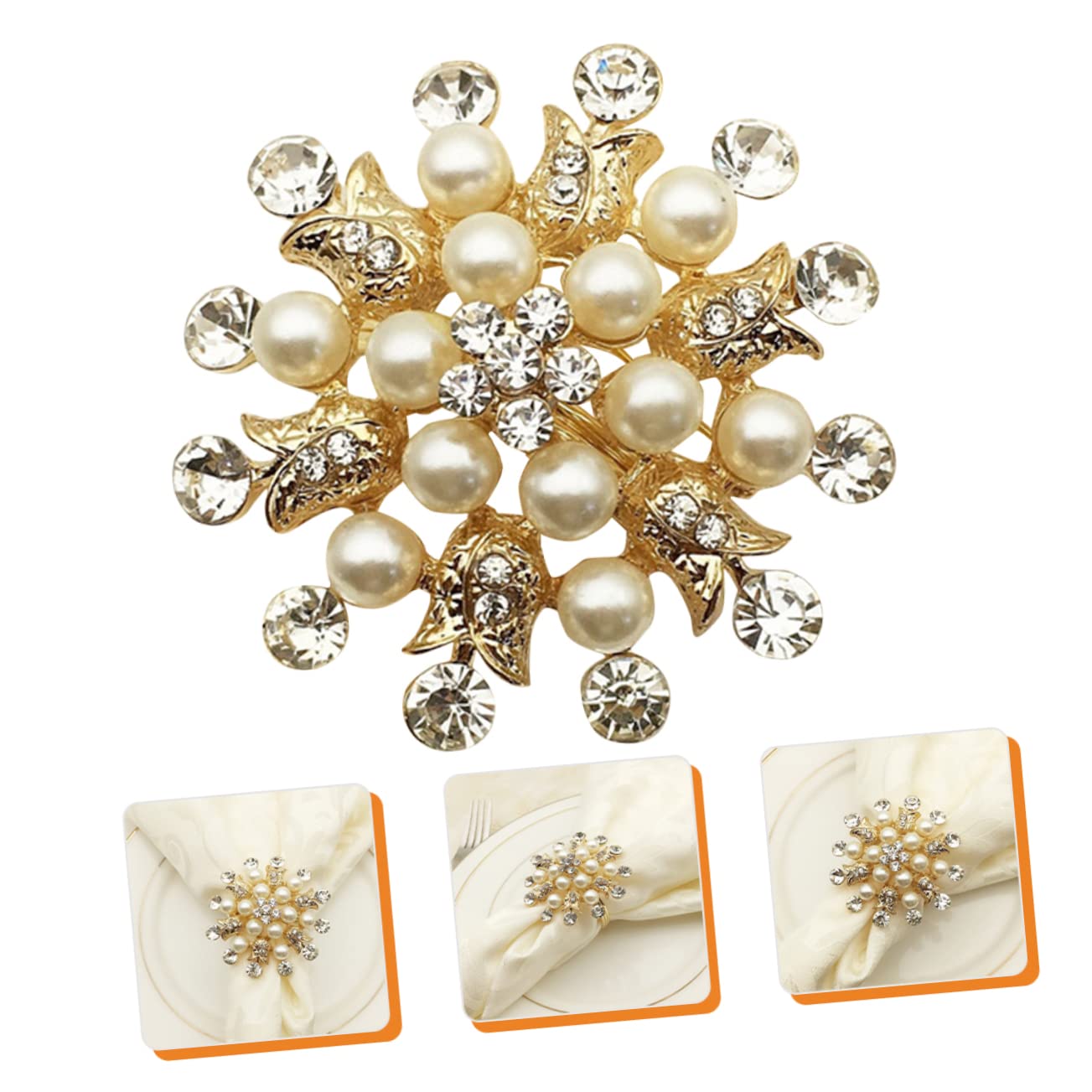 Cabilock 3 Set Portatovagliolo Porta Portatovaglioli Fibbia Del Tovagliolo Del Fiocco Di Neve Decorazioni Natalizie Addobbi Natalizi Portatovaglioli Di Perle Metallo 4 Pezzi * 3