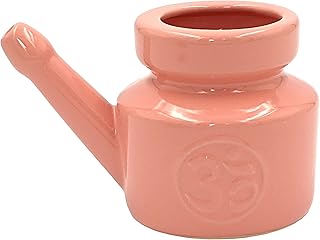 Biebri Neti Pot - Jarra de limpieza nasal (cerámica, 400 ml), color rosa
