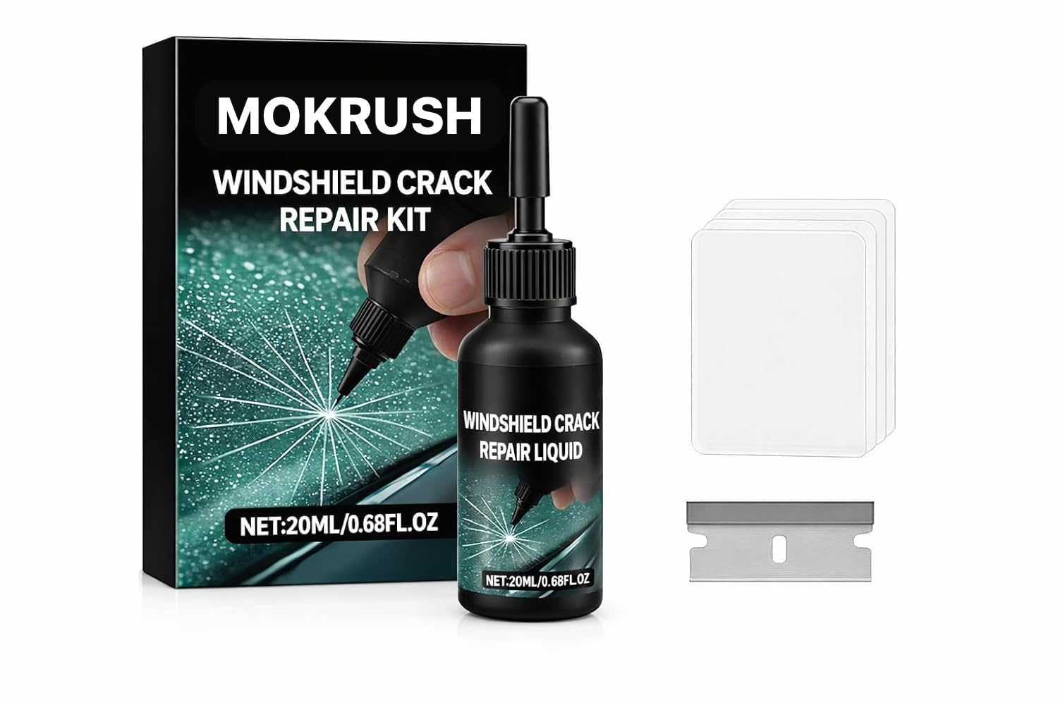 ModernCar Windshield Crack Repair Kit, Glass Repair Liquid for Cracks for Fix Auto Windshield Glass Cracks, Car WindowGlass Repair Tool Set for Quick and Easy Auto Scratch Fix (1)