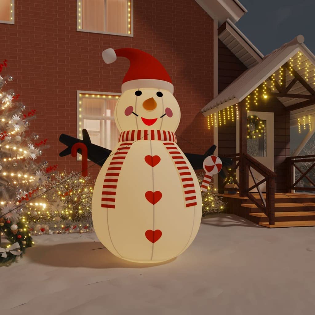 AJY Pupazzo Di Neve Gonfiabile 1,8m Con Luci LED – Decorazione Natalizia Per Esterno E Interno Con Luci E Accessori - 5