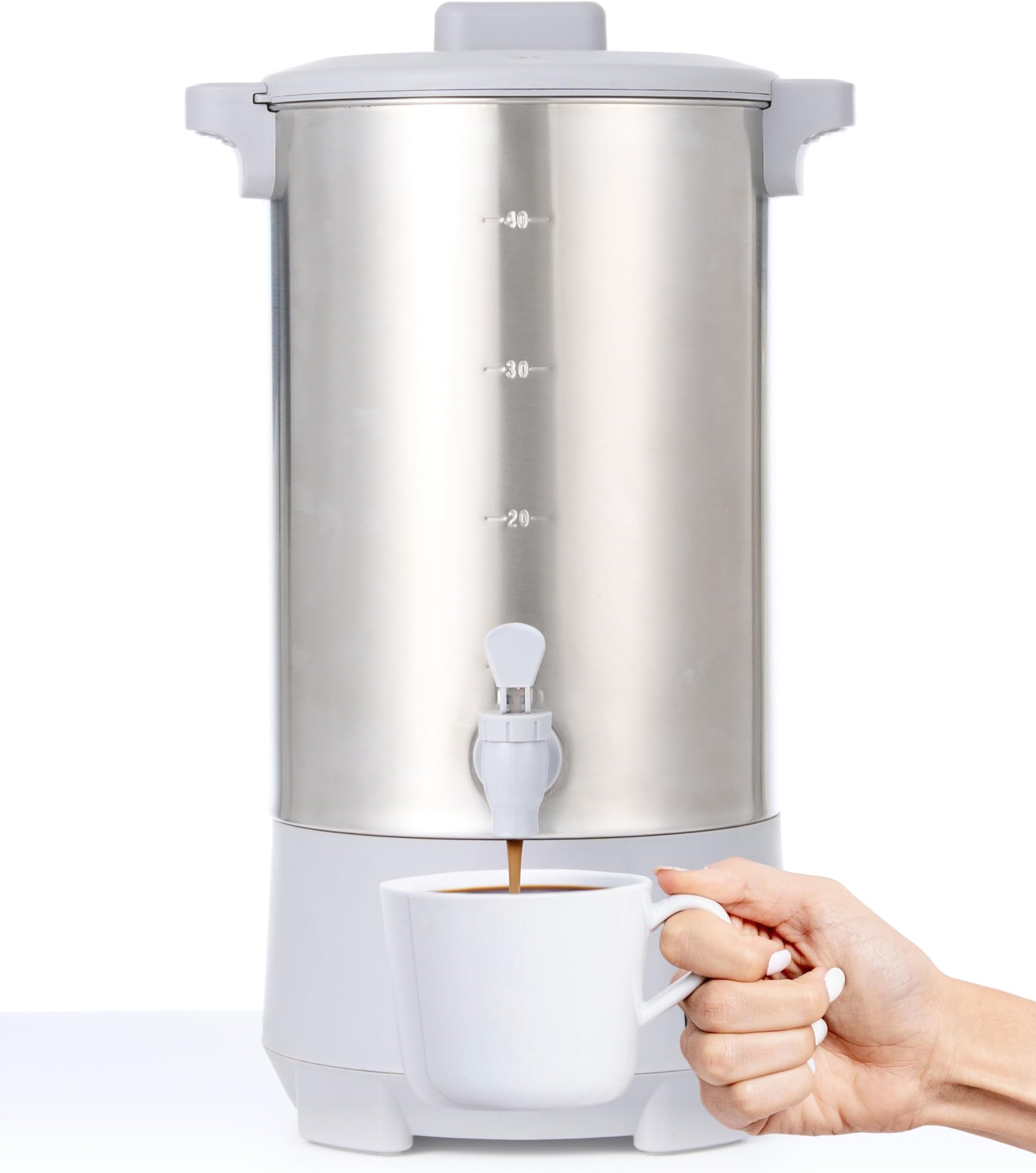 SYBO SR-CP30C Commercial Grade Stainless Steel Percolate Coffee Maker, Hot Water Urn for Catering, Hot Beverage Dispenser, 30-Cup, 3.5L, Grey