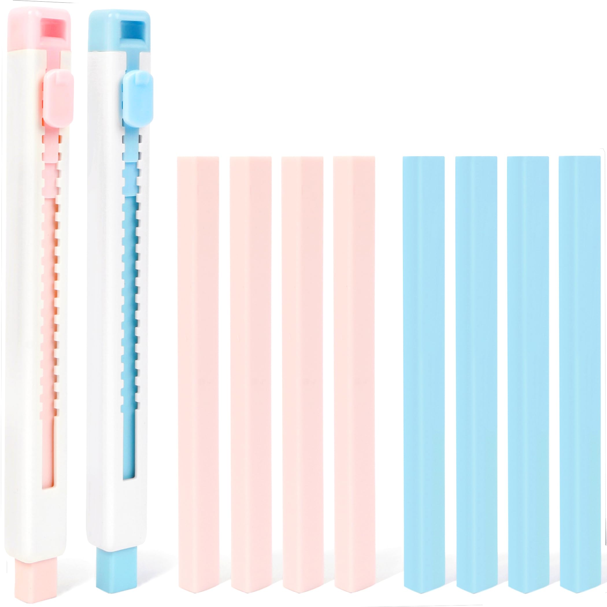 Smilo Retractable Eraser Pen with Refills, 10 Pack, Blue &amp; Pink Colors