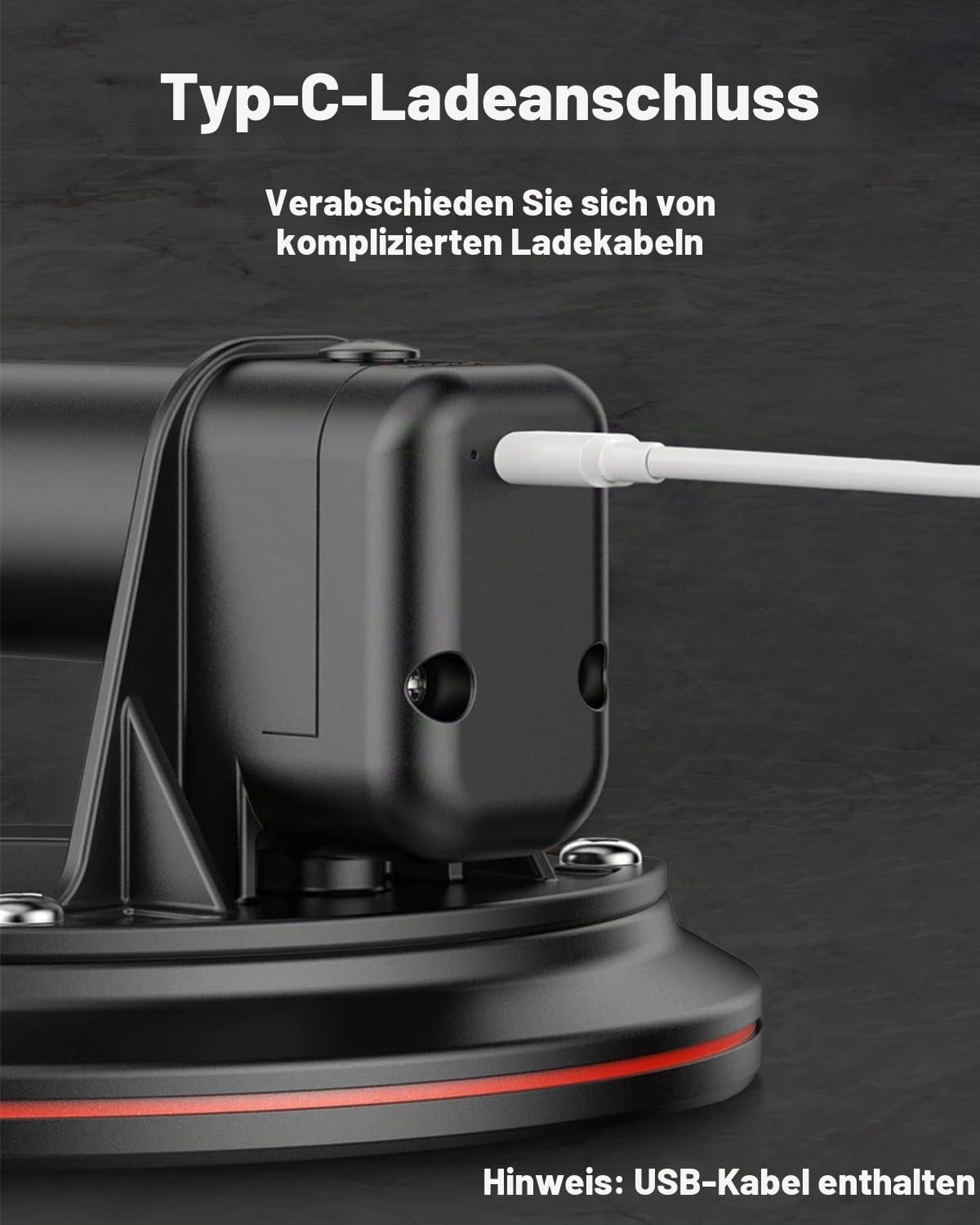 Elektrischer Vakuum Saugheber 8'' Selbstnachsaugend mit Digitalanzeige, Glassauger und Fliesenheber, Tragkraft über 280 KG, für Mattiert und glatte Oberflächen, Plattenheber für Glas, Fliesen
