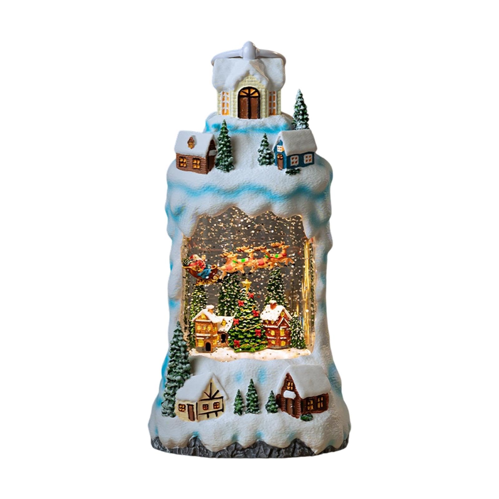 Boule à neige décoration de Noël traditionnelle avec figurine du Père Noël volant