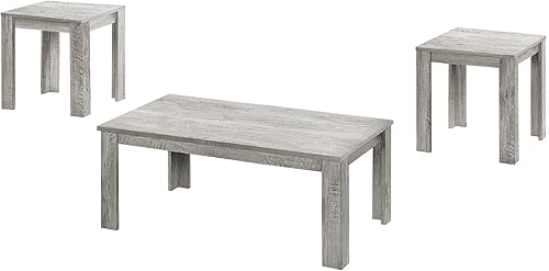 Monarch Specialties I 7860P - Juego de mesa de 3 piezas, café, extremo, lateral, acento, sala de estar, laminado, gris, transición