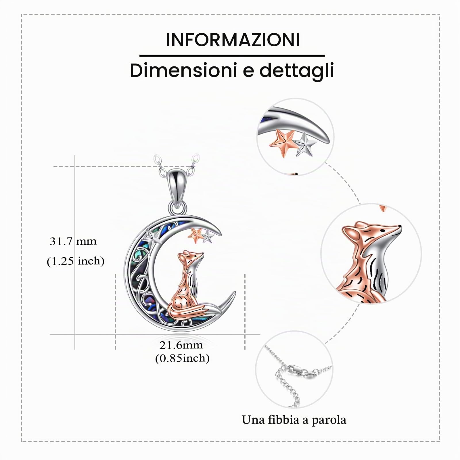 Collana in argento Sterling con ciondolo a forma di animale volpe/serpente/unicorno/gufo su luna/coniglio/cavallo, collana regalo per donne, mamma, sorella