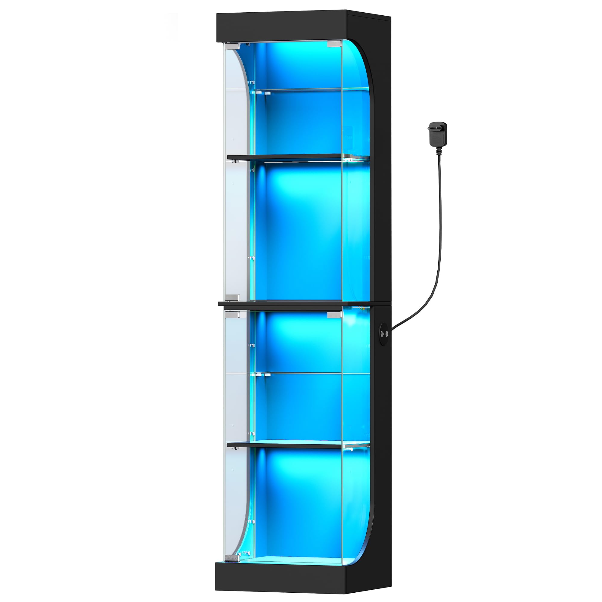 Hzuaneri Vetrina Espositiva,RGB Regolabile,6 Ripiani, 35 x 40 x 165cm,Nero | Vetrina Soggiorno, Illuminazione Sensore Presenza, Vetrinetta per Collezionismo, Studio, Soggiorno, Ufficio,DC00106XEU