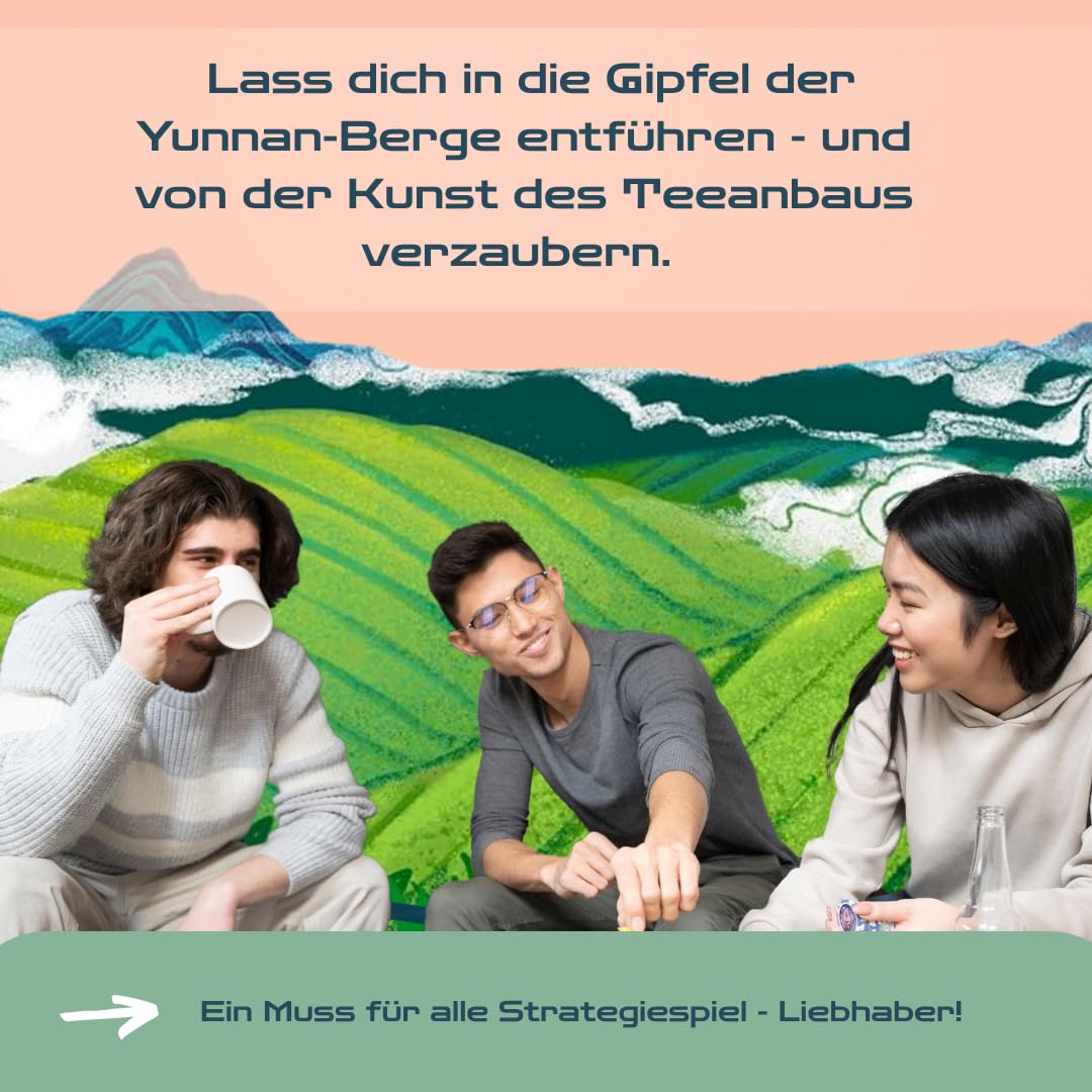 HUCH!, Tea Garden, Gesellschaftsspiele, Strategisches Teeanbau-Abenteuer, Erlebe die Faszination der Teeverarbeitung, Perfekt für Familienabende, Für 2-4 Spieler ab 12 Jahren