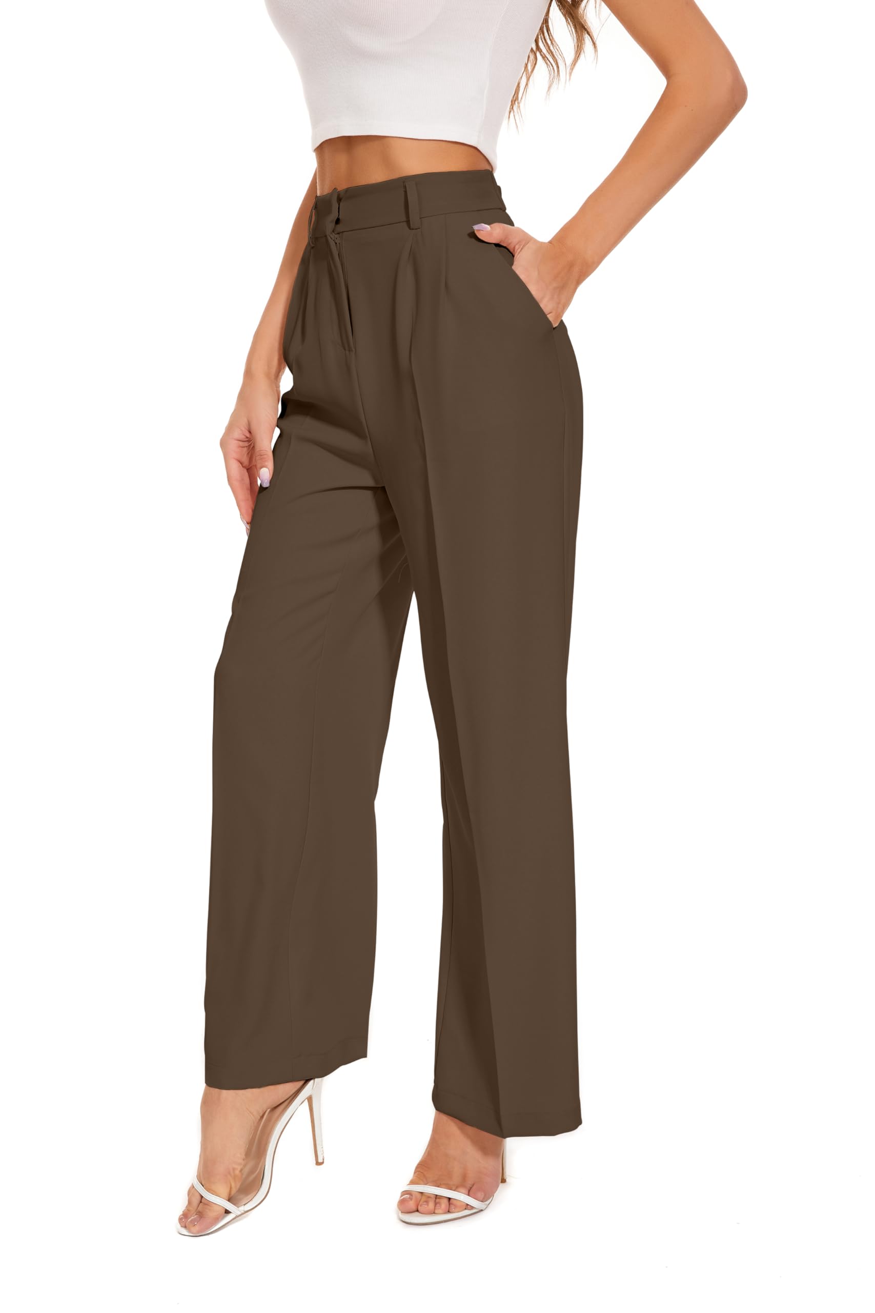 FUNYYZO Wide Leg Pants Elastic Back