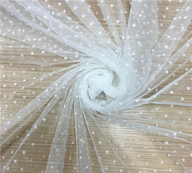 2/5/10 Yards-150 cm Breite Schwarz Weiß Flocked Dot Mesh Tüll Stoff Brautkleid Hochzeit Dekoration Mädchen Netz Rock Stoff