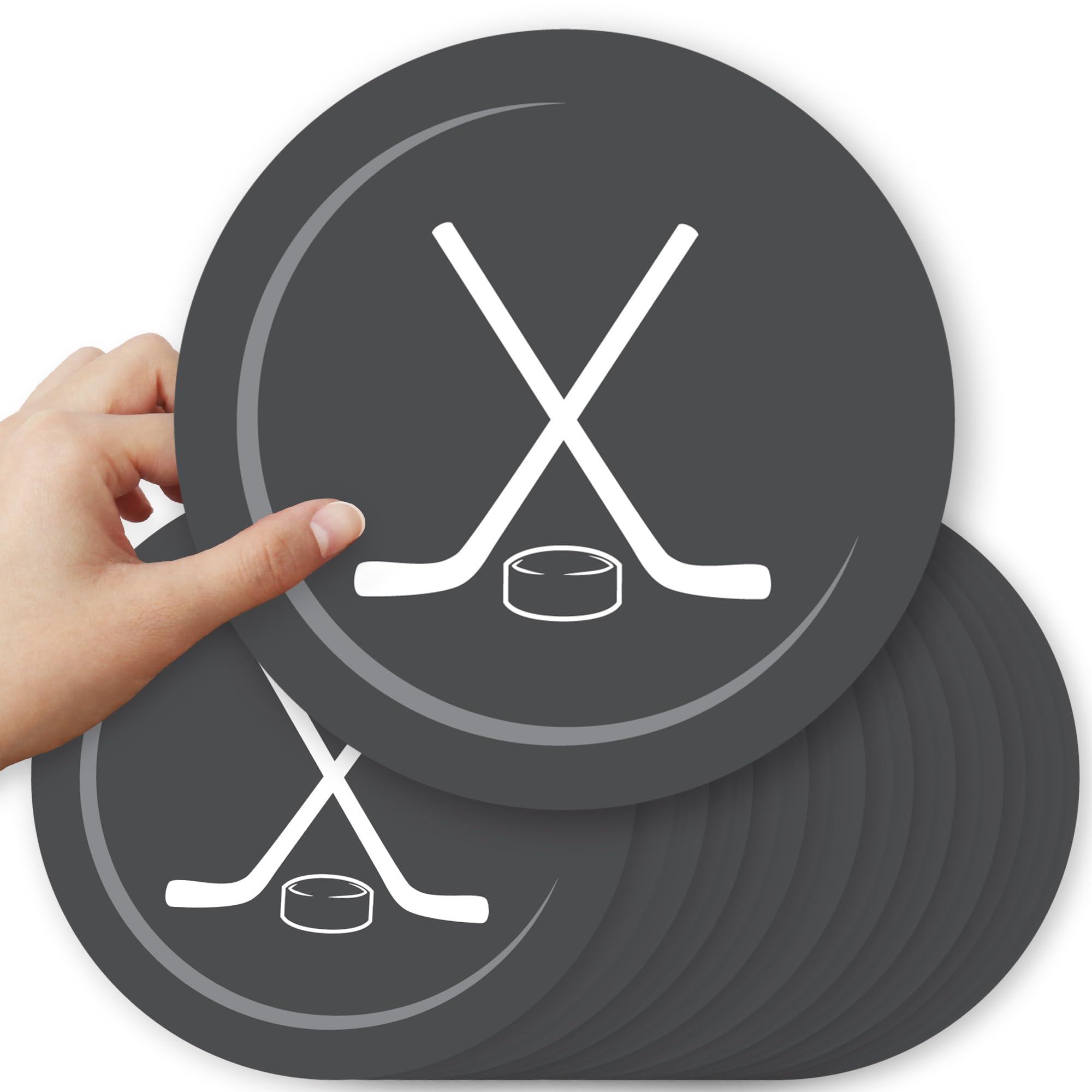 Big Dot of Happiness Hockey Large Cut-Outs, Hockey Puck Decorations, DIY Large Party Essentials, Set of 20