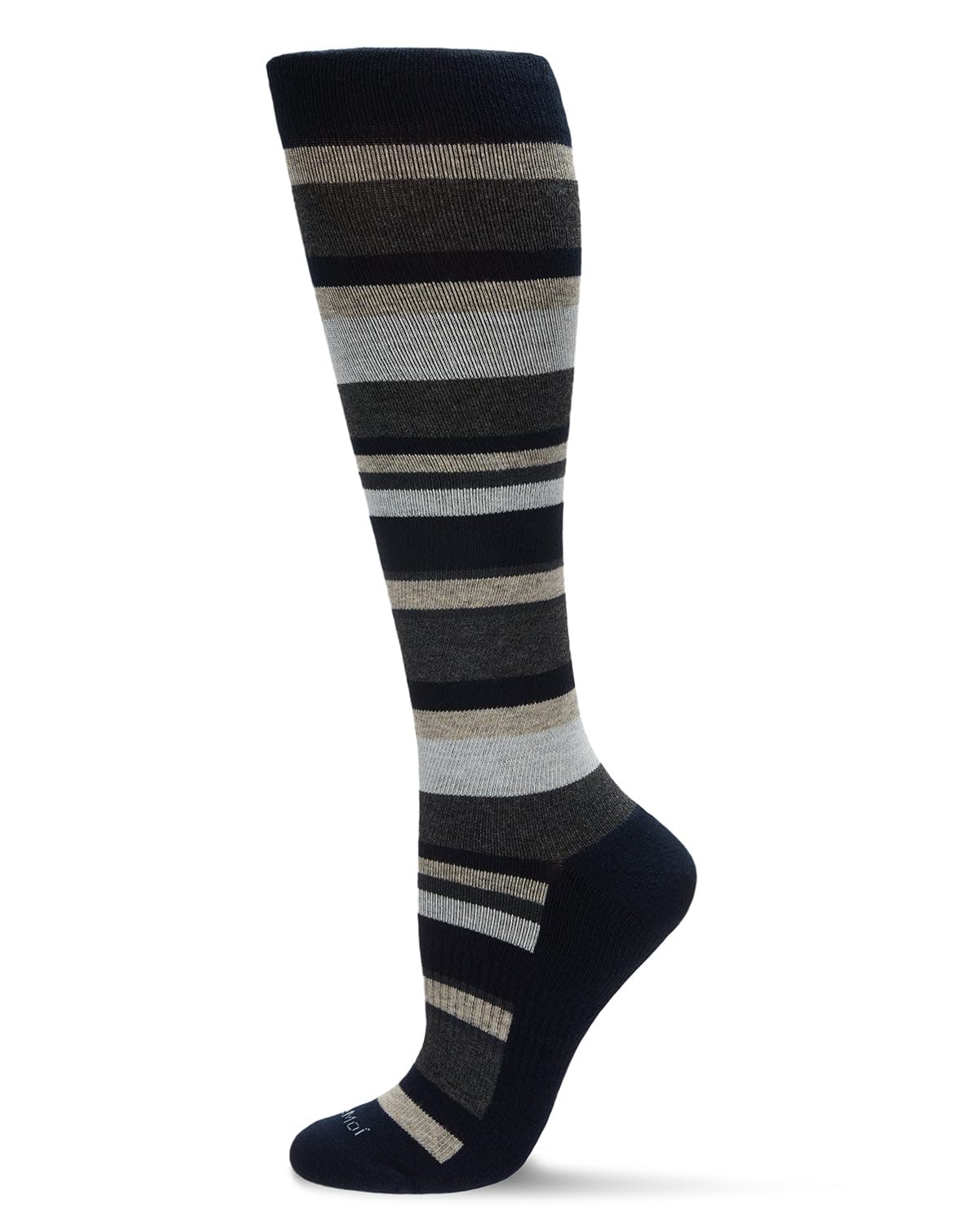 MeMoi Unisex Multi Striped Cotton Blend 15-20mmHg Graduated Compression Socks Blue 10-13