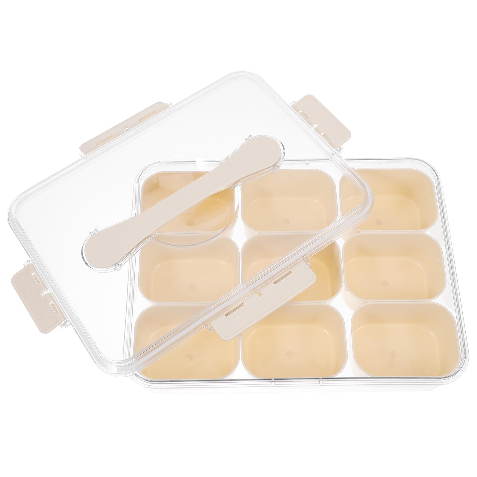 Hohopeti Contenitore in Pet e Pp 9 Scomparti per Alimenti Trasparente per Conservare Frutta e Verdura Organizer Frigo Salvaspazio Manico Durante la Spesa