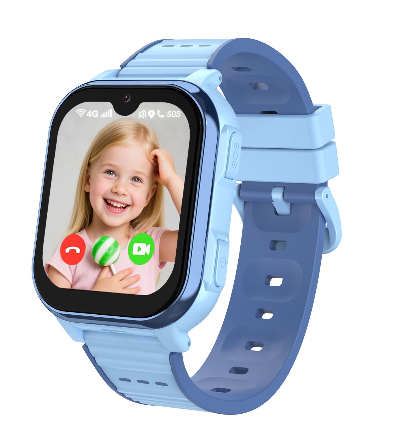 Montre Connectée Enfant 4G pour Fille Garçon Montre Intelligente avec GPS WiFi Appel Vidéo Chat Familial SOS Caméra Étanche Mode Classe, Smartwatch Téléphone Enfants Cadeau pour 4-12 Ans (Bleu)
