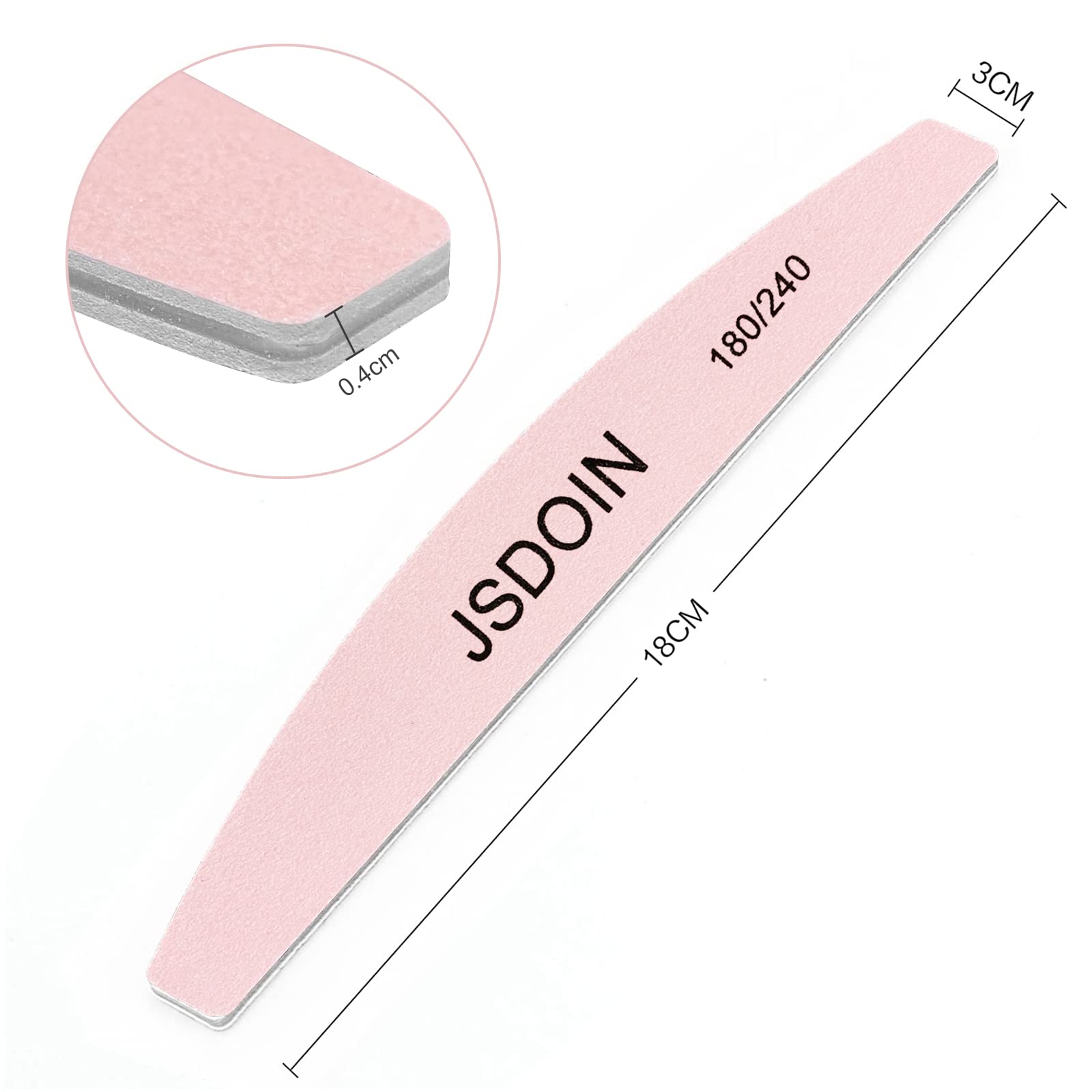 Jsdoin Lot de 6 limes à ongles professionnelles double face 100/180 et 180/240 Grit Emery Board Outils de manucure pour le toilettage et le coiffage des ongles