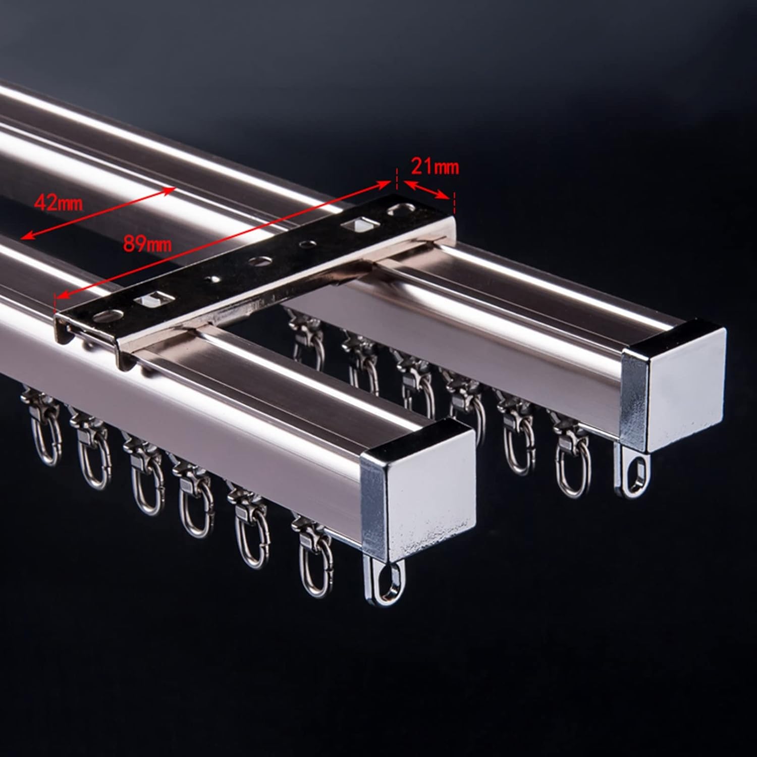 Double Curtain Track Rod Set, Wall Or Ceiling Mount, Heavy Duty Curtain Rail System for Curtains, Drapes, and Room Dividers, with Roller, Bracket and End Cap(Color:White- A,Size:2m/6.5ft)