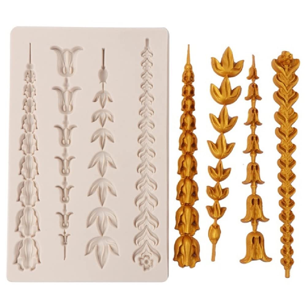 Dubens Long Garland Flower Vine Silicone Edge Mould Cake Fondant Chewing Gum Paste Mould For Sugar Cupcake Decoration Topper Decoration Sugarcraft Decor