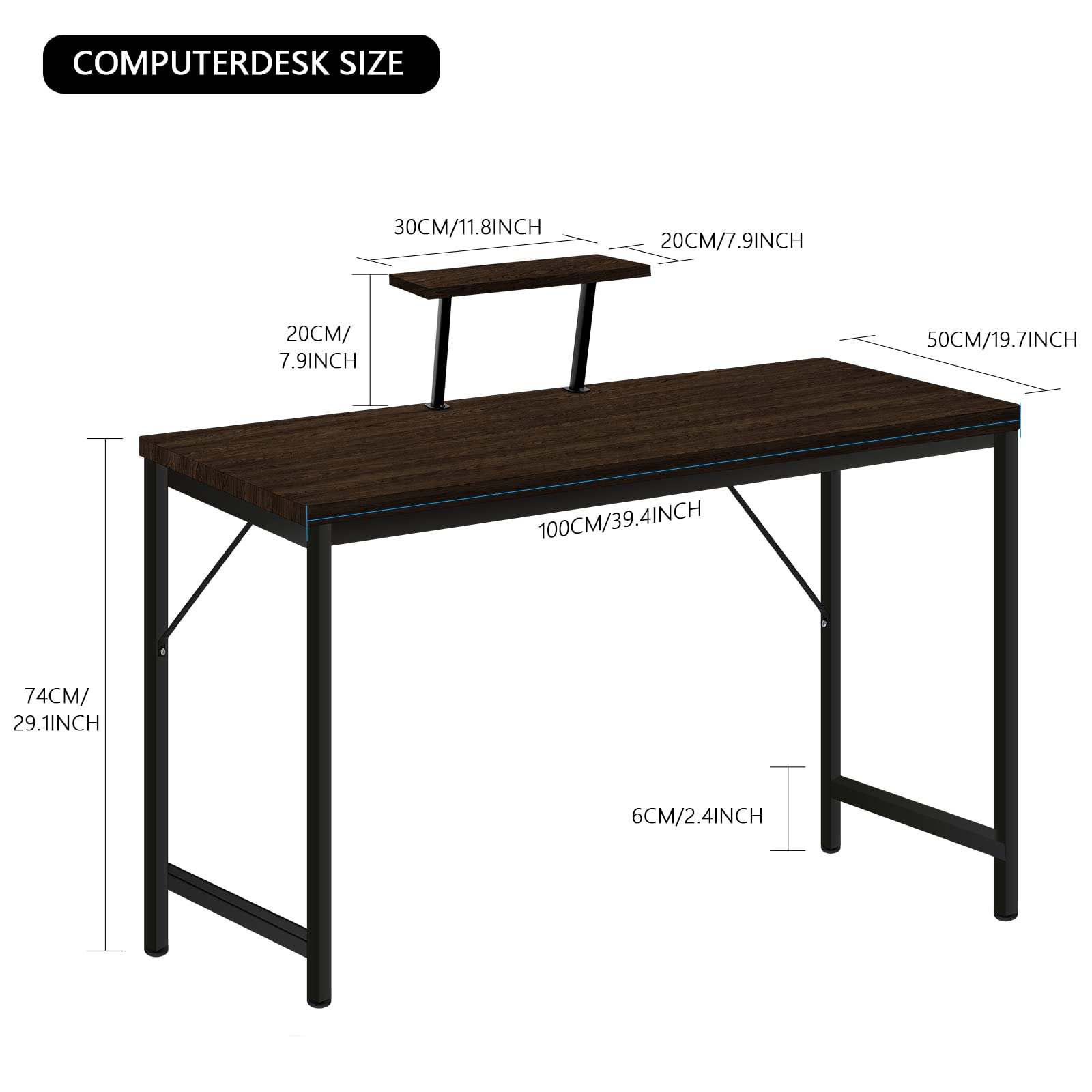 Escritorio para juegos (100 x 55 cm), ordenador con soporte ergonómico para mesa de juego con portavasos, gancho para auriculares, cable Management, Gaming portamandos (estilo 9)
