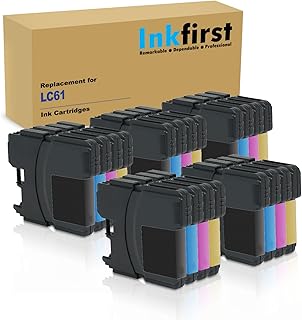 5 Set of 4 Inkfirst®Ink Cartridges Compatible Remanufactured for Brother LC61 LC61BK, LC61C, LC61M, LC61Y Black, Cyan, Magenta, Yellow MFC-J220 MFC-J265w MFC-J270w MFC-J410w MFC-J415w MFC-J615W MFC-J630W MFC-250C MFC-255CW MFC-290C MFC-295CN