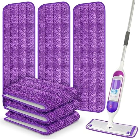 6 Pack Reusable Mop Pads Compatible with Swiffer PowerMop, Wood Floor Pads Mop Refill Pads Mop Pads Refills Microfiber Mop Pads for 13''-15'' Microfiber Spray Mop Machine Washable Cover