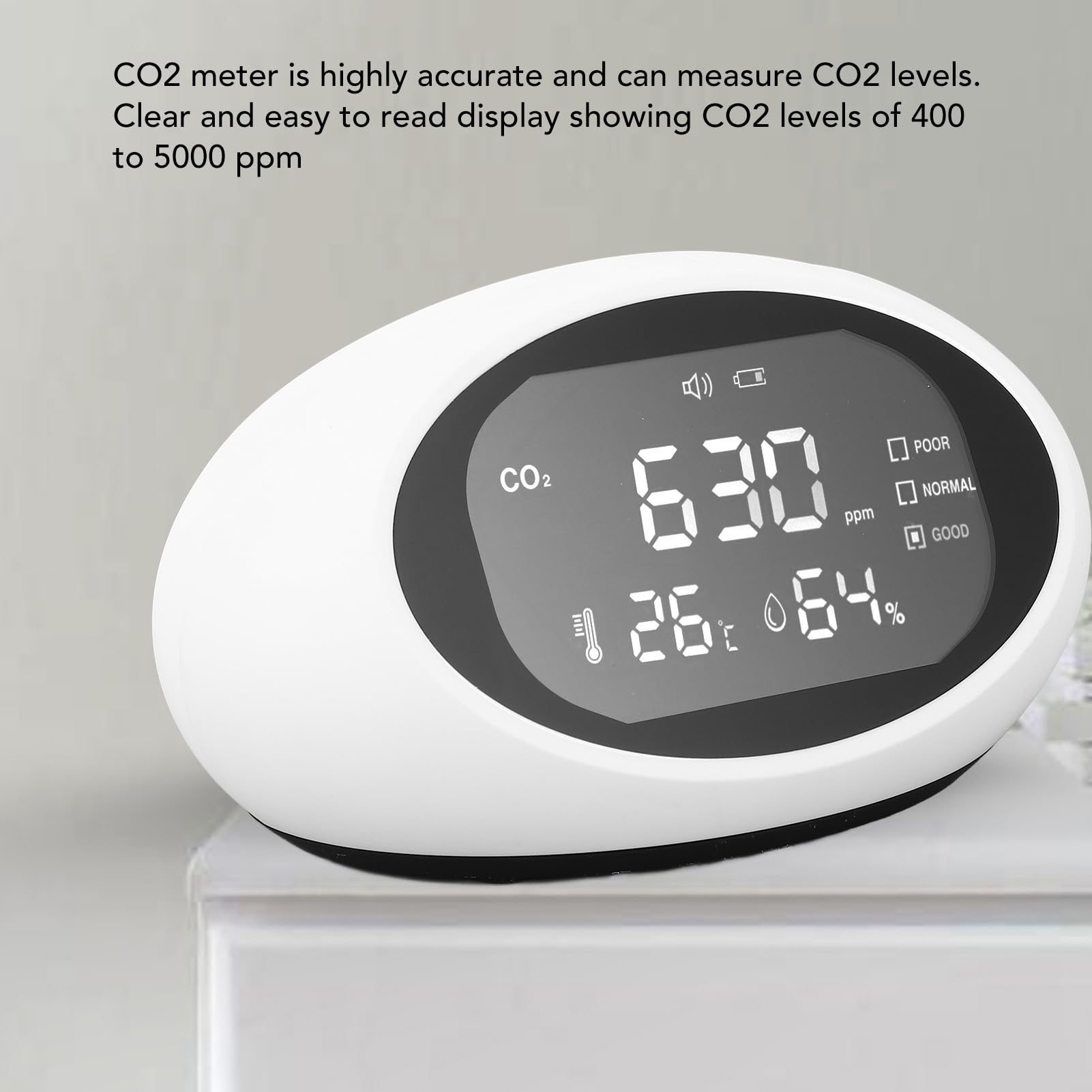 Detektor CO2 Wyświetlacz LCD ładowany dla higrometru na zewnątrz z termometrem z termometrem