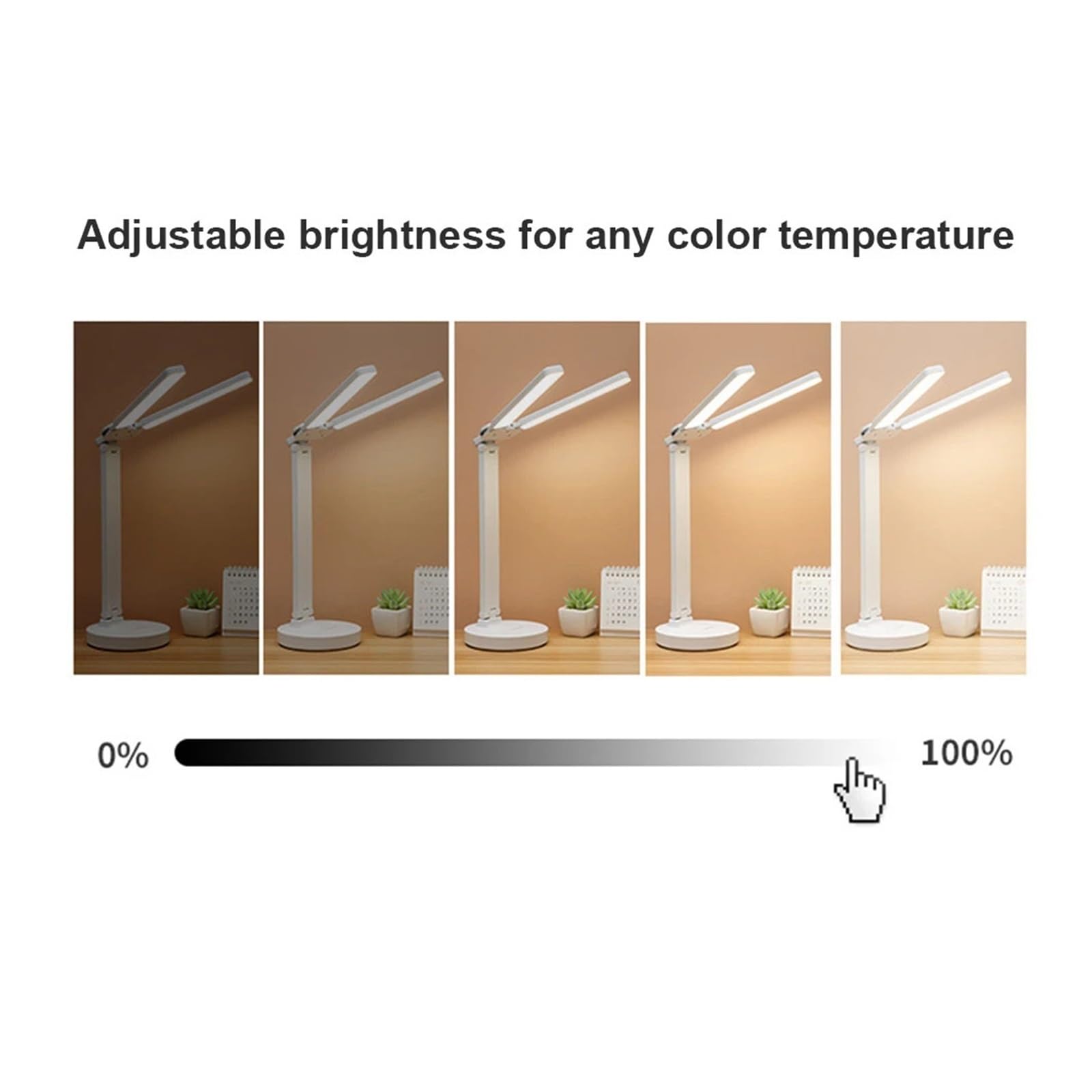 Lámpara de escritorio LED Luz nocturna táctil regulable de 3 niveles | Mesa plegable con protección ocular recargable por USB for lectura de cabecera(USB powered)