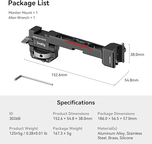 Miniatura 7 de SMALLRIG Montura Ajustable de Monitor de Cámara con Liberación Rápida, Abrazadera NATO, Montaje de Zapata Fría, Diseño Anti-Giro para DJI RS 4